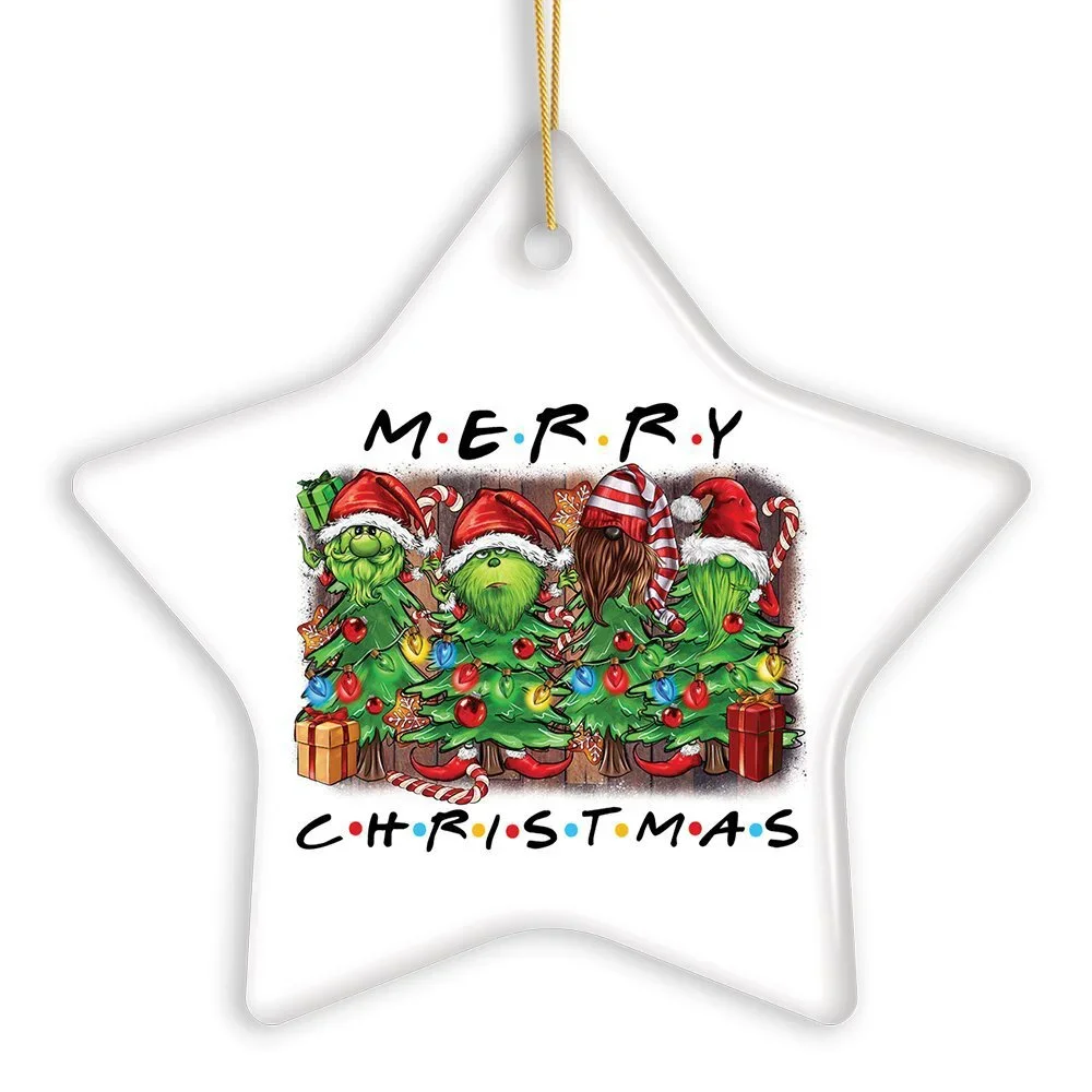 Quirky and Cute Festive Holiday Merry Christmas Ornament, Ceramic Tree Decorati